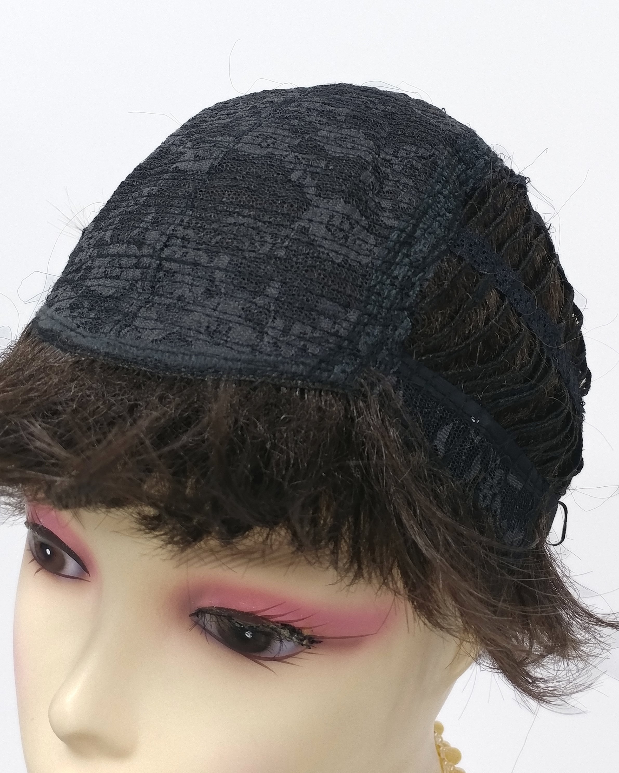 Dark Brown Pixie Cut Short Wavy Layered Wig With Bangs 