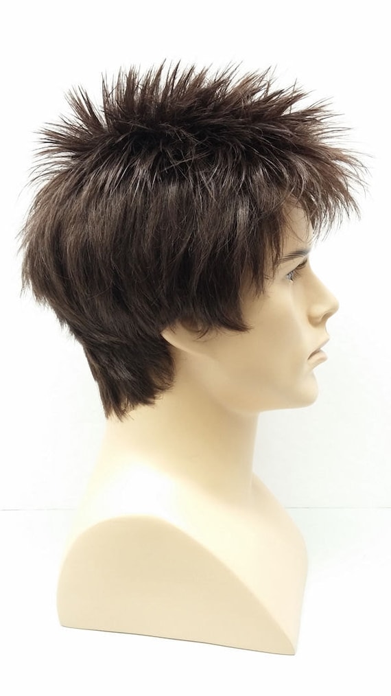 11/'/' Short Messy Spiky Chocolate Brown Synthetic Cosplay Wig NEW
