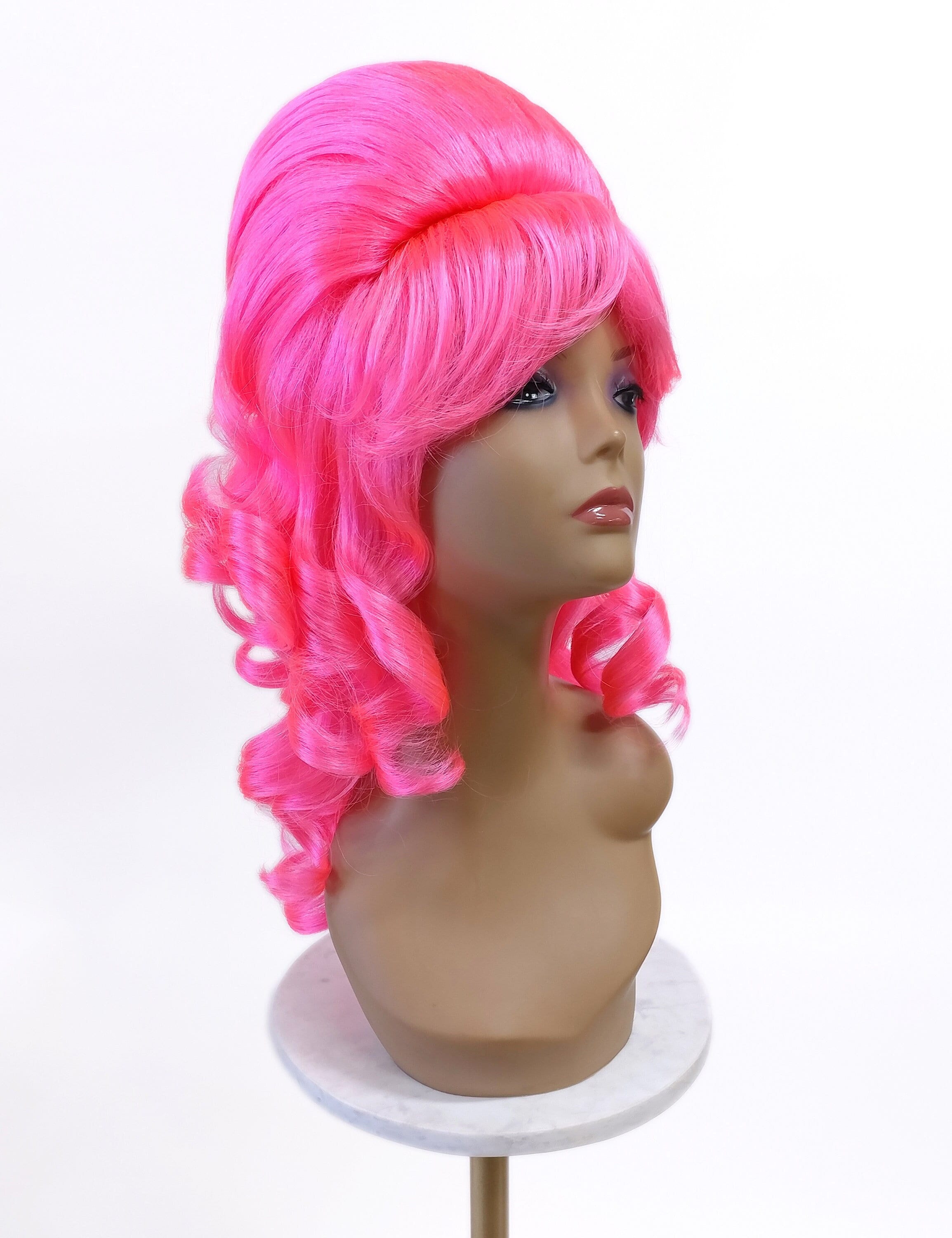 Hot Pink Wavy Beehive Costume Wig [22-151b-wvbeehive-hpink  display picture 1