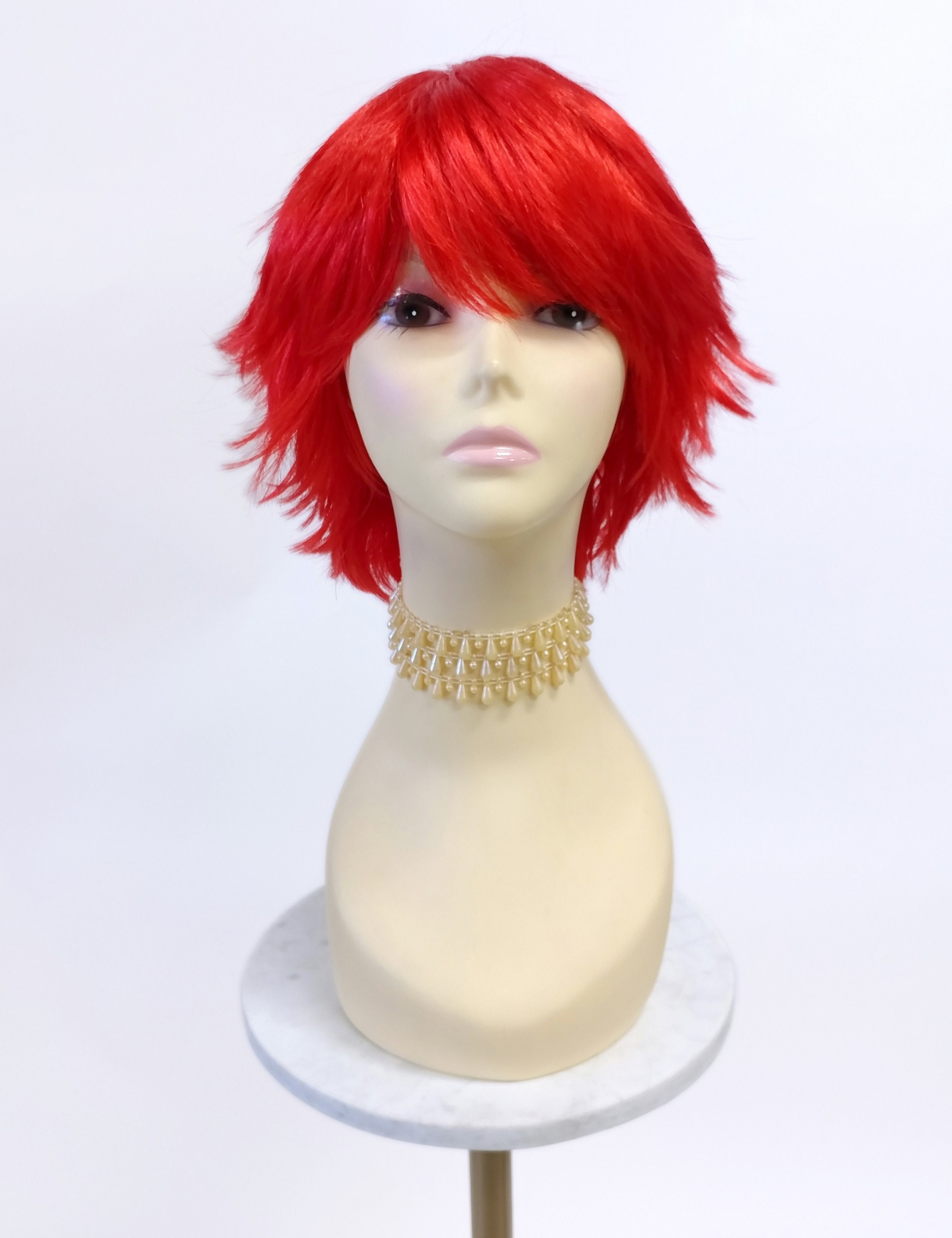 Short Layered Wind Blown Shag Style Red Costume Anime Cosplay Wig 11 72 blsh red Etsy UK