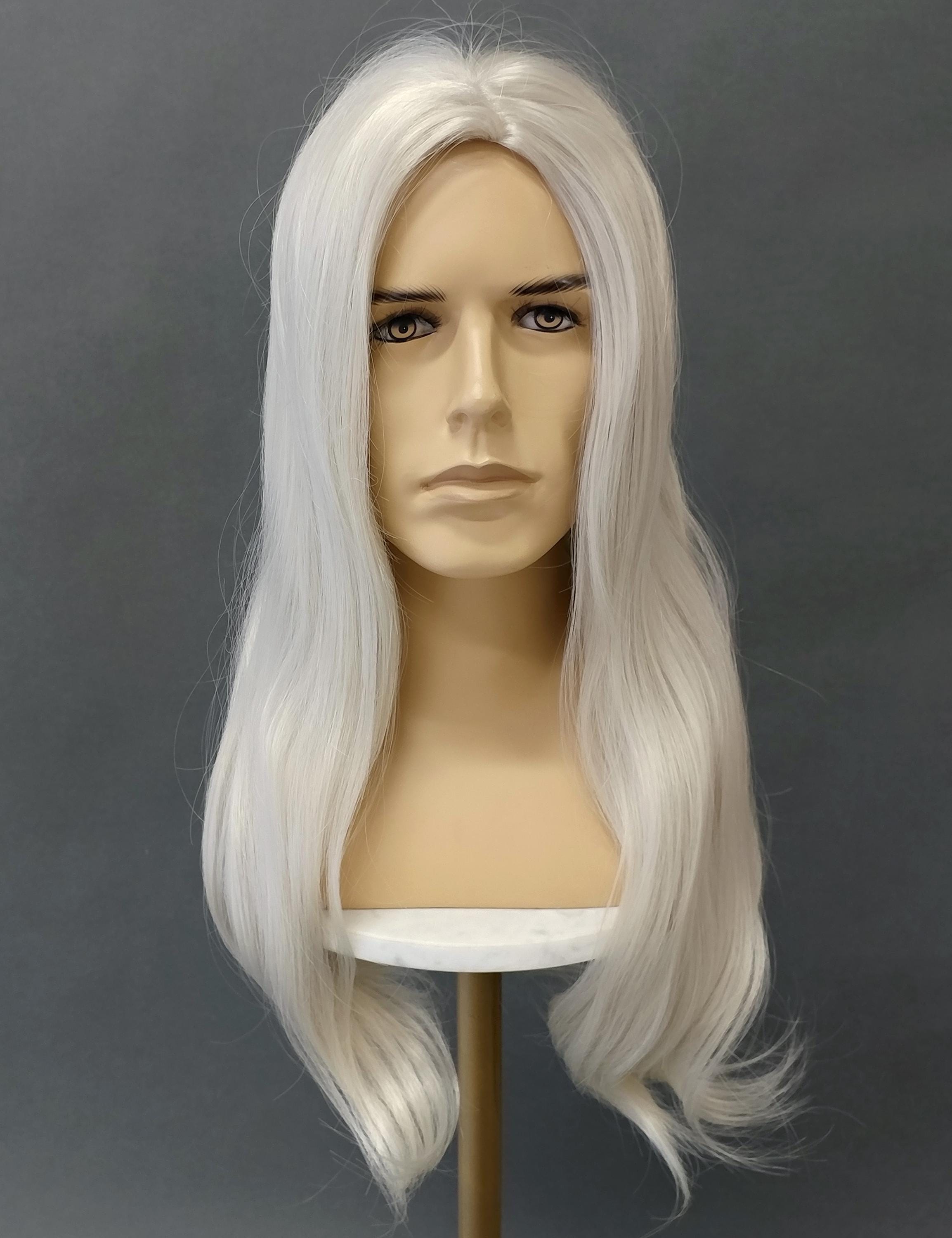 Silver Gray Long Body Wave Synthetic Costume Wig Mens Womens 