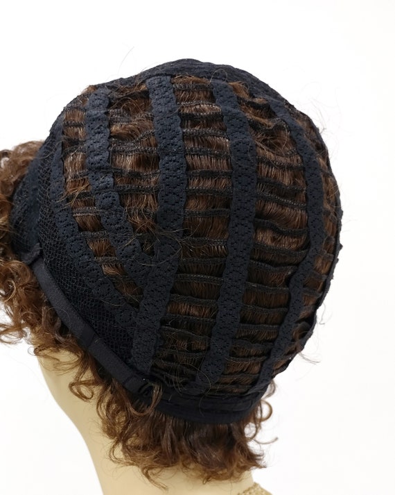 Buy Dark Brown and Dark Copper Short Curly Tapered Wig. Heat 