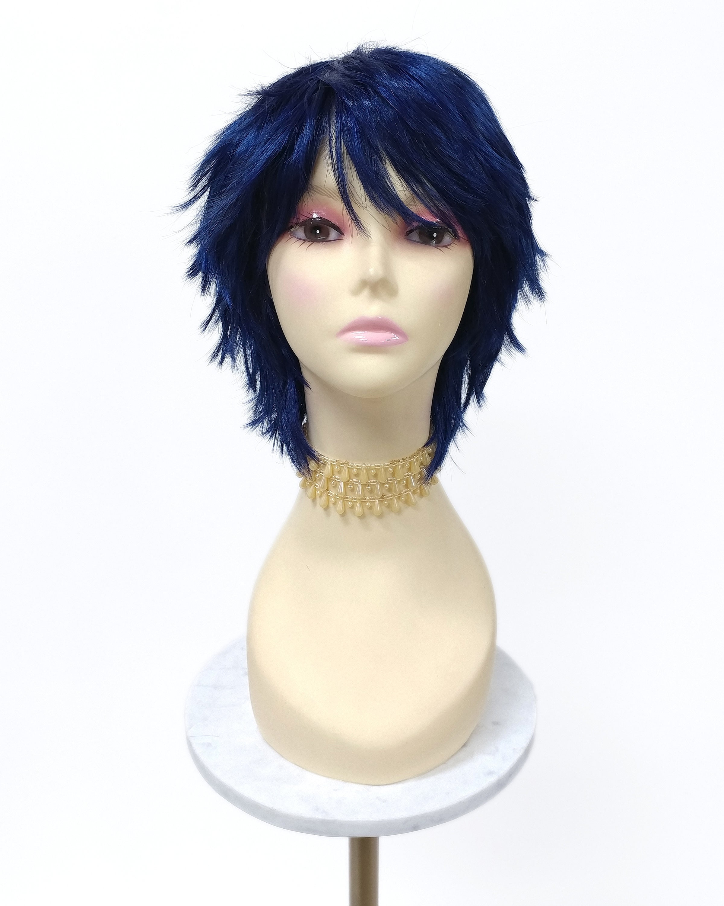 Mens Blue Flame Spiky Anime Cosplay Wig – Mythical Death God Style HM-1445