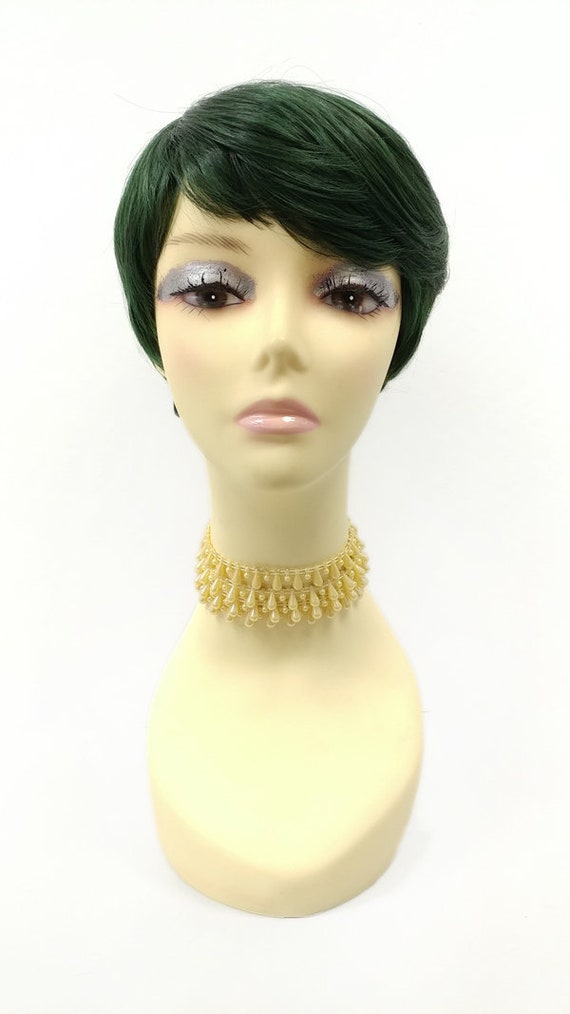 Dark Green Short Straight Tapered Pixie Style Heat Resistant Etsy