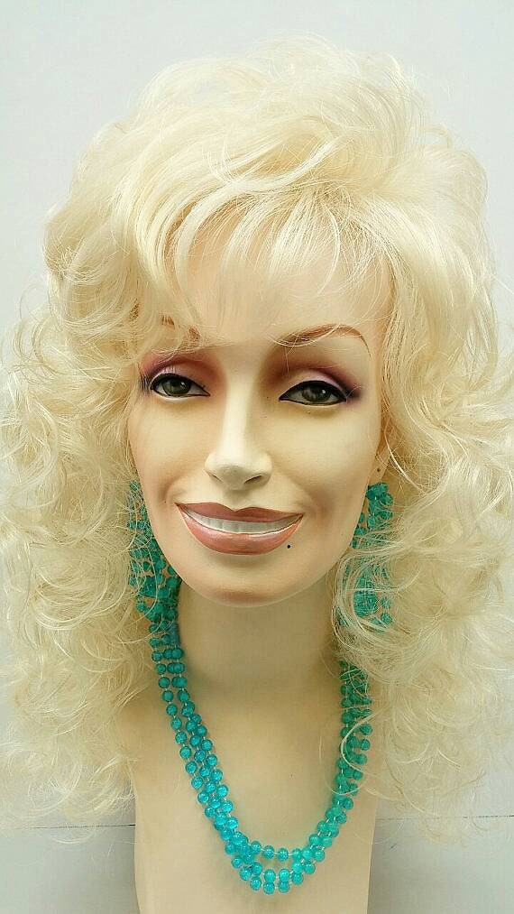 Long 18 inch Blonde Curly Dolly Parton Style Wig. Stage Wig. Etsy
