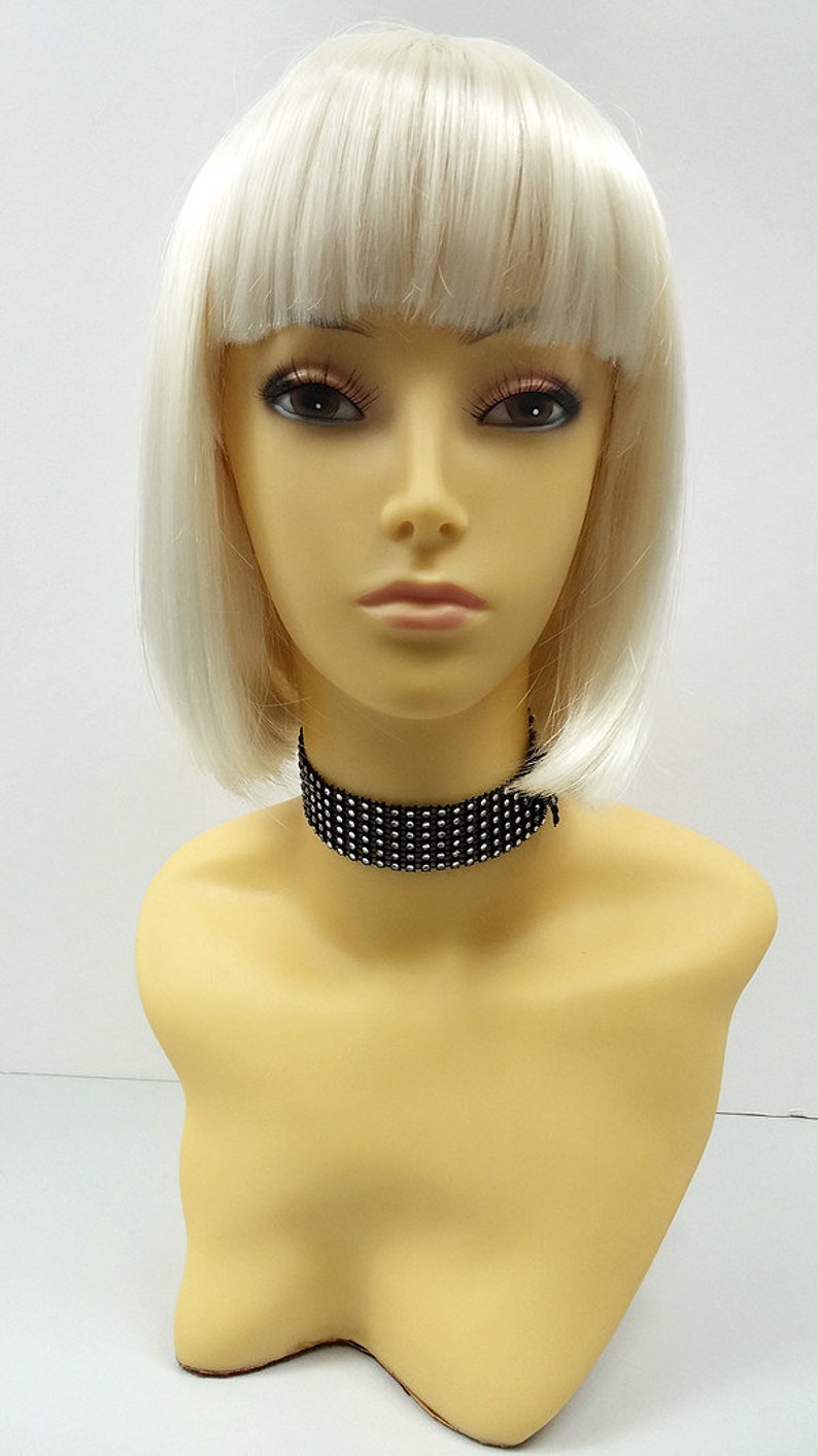 Platinum Blonde Short Bob Wig Straight W/ Bangs. Page Boy Wig. Etsy