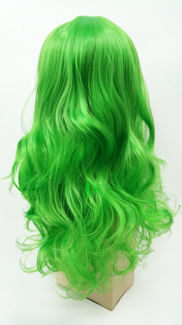 Peluca Verde Larga Ondulada Para Mujer – Ideal Para Cosplay, Halloween Y Carnaval, Fibra Sintética Suave Y Resistente Al Calor