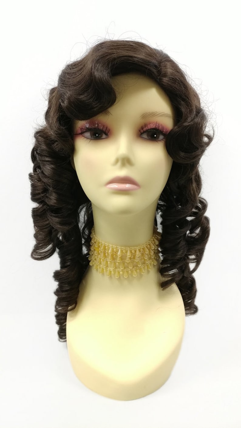 Victorian Wigs, Hair Pieces  | Victorian Hair Jewelry 16 Inch Unisex Dark Brown Long Curly Colonial Wig. 1700s Style Ringlets Wig. Historical Costume Cosplay Wig [152-737-Remington-6] $55.99 AT vintagedancer.com