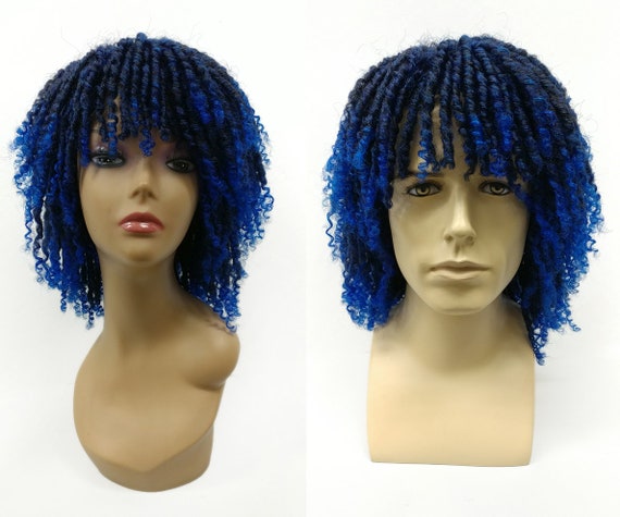 12 Inch Black With Dark Blue Ends Dreadlocks Unisex Synthetic Fashion Wig 150 732 Cobi T1b Blue