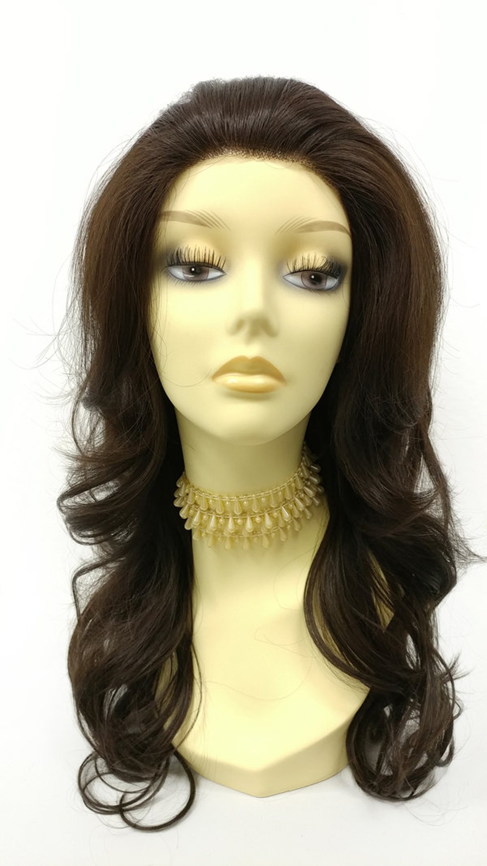 19 Inch Long Wavy Deep Lace Front Dark Brown Heat Resistant Etsy