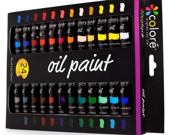 Colore High Quality Oil Paint Set - 24 Colors - Perfect For Use On Landscape And Portrait Canvas Paintings