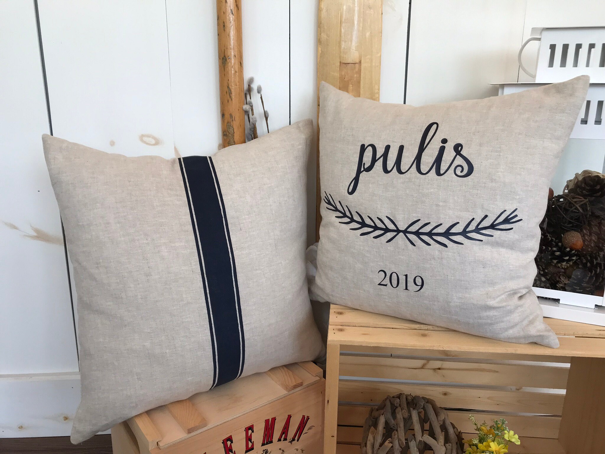 Last Name Pillow Cover With Wreath Wedding Pillows Marriage