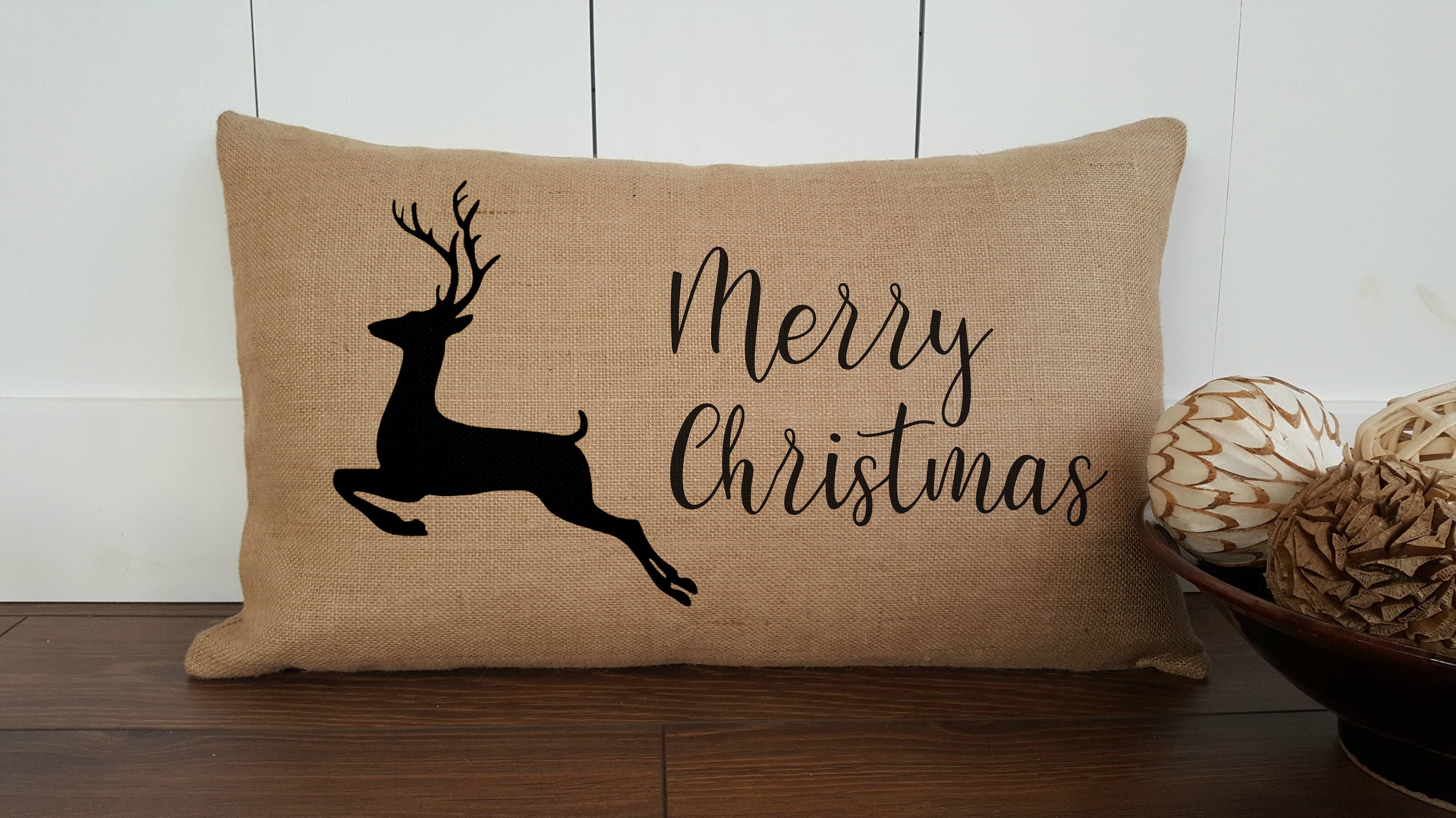 merry christmast pillow with deer reindeer decorative pillows rustic christmas decor cotton or burlap christmas pillows with zipper - Burlap Christmas Pillows merry christmast pillow with deer reindeer decorative pillows rustic christmas decor cotton or burlap christmas pillows with zipper - Burlap Christmas Pillows