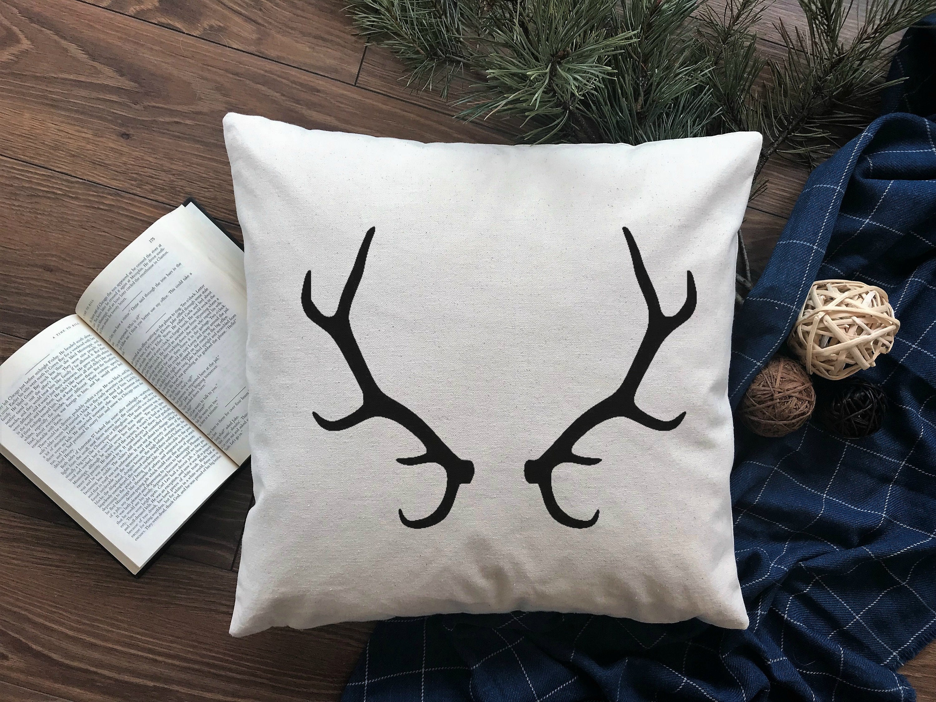 Antler Pillow Rustic Antler Design Custom Deer Antler Toss