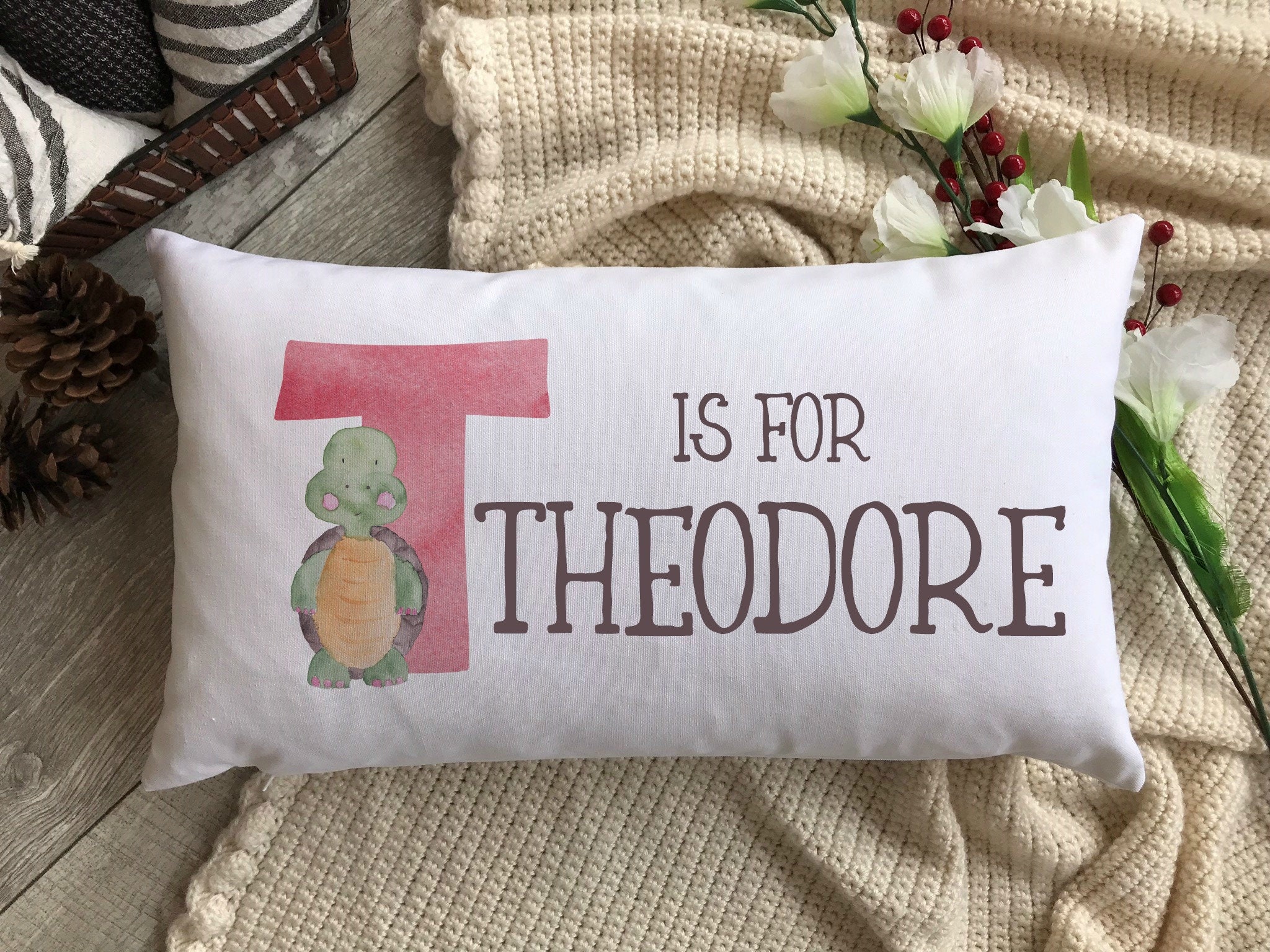 Alphabet Baby Name Pillow Cover Animal Alphabet Childrens Custom