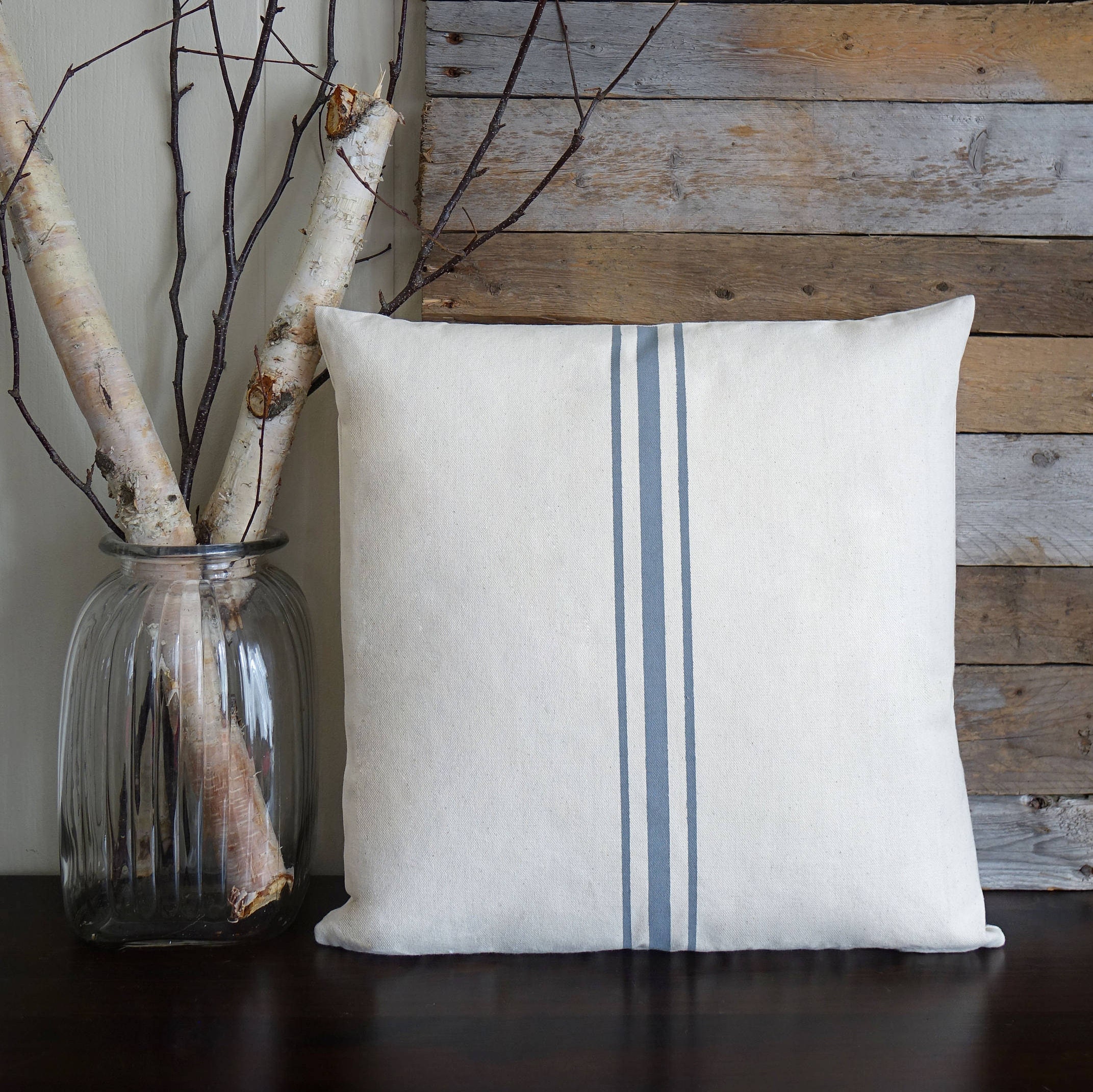 Grain Sack Pillow Cover With Stripe Farmhouse Pillow Cover Etsy Canada