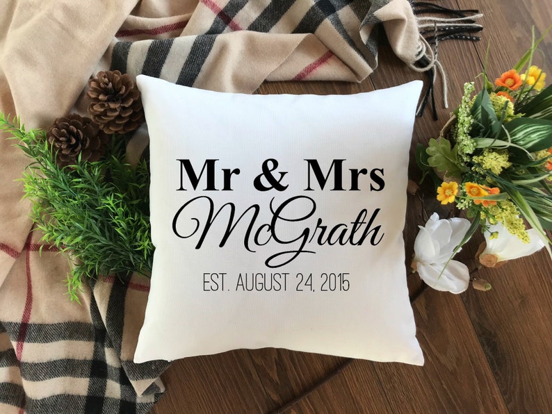 Personalized Linen or Cotton Canvas Pillow Cover. Wedding Gift Pillow. Baby Gift. Custom Pillow Cover. Personalized Gift. Zipper enclosure image 1