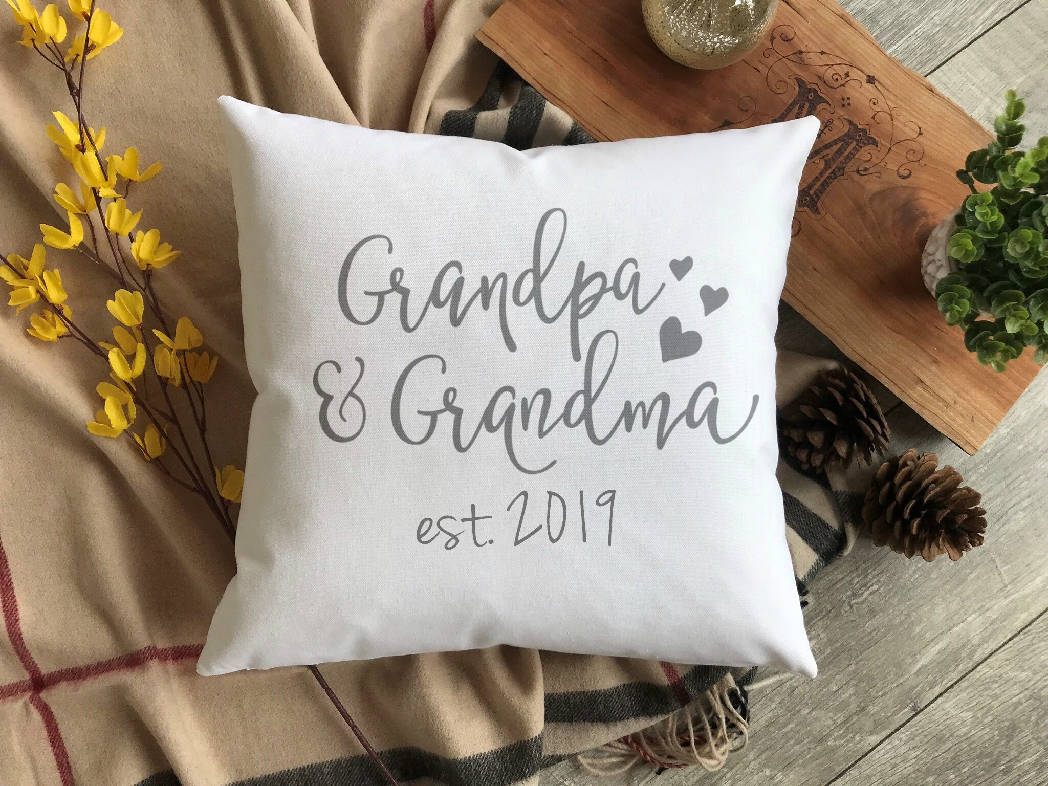 Grandma and top grandpa pillow