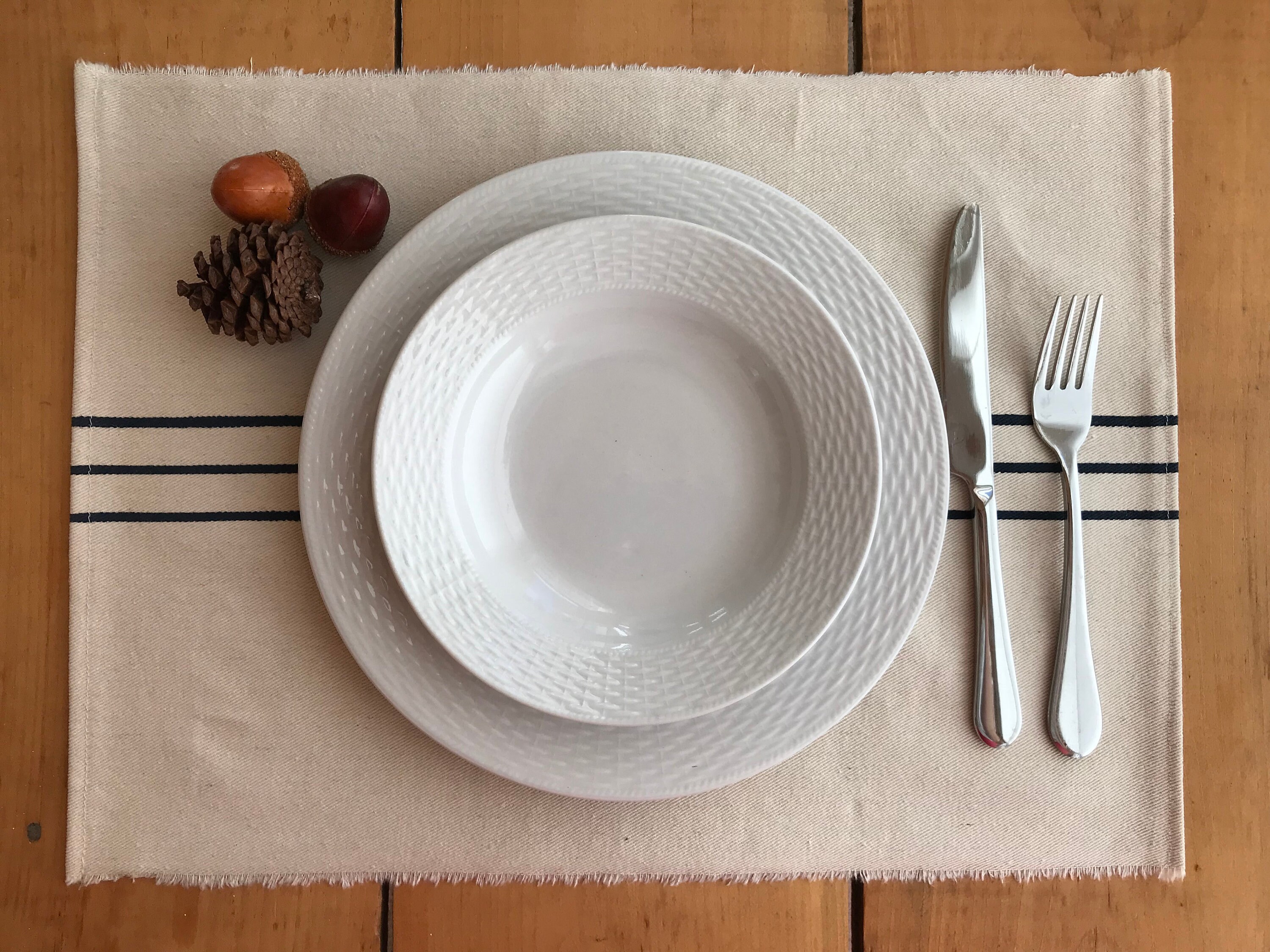 Grainsack Placemat with Wide Stripe Rustic Placemat with Grain Sack