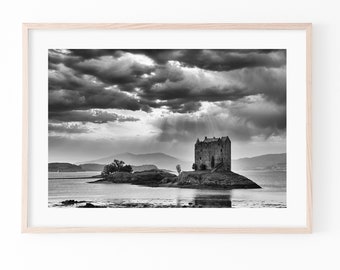Château Stalker | Paysage écossais | Mur écossais Art | Photo de Scotland | Art côtier | Loch Laich | Château écossais | Art écossais