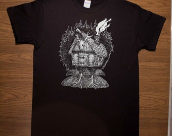 Baba Yaga Hut - DnD Gothic Occult Folklore Dark Fairy Tale Slavic T-shirt by Mike Vivisector