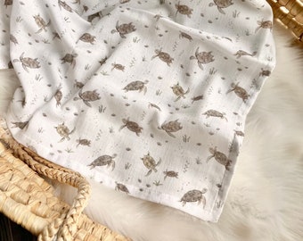 Muslin cloth with turtles | Cotton | Muslin baby blanket with name | Summer blanket | Birth blanket | Cuddly blanket | Gift for birth