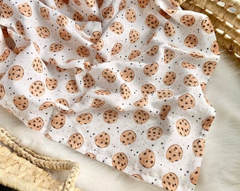 Couverture bébé en mousseline avec biscuits | Coton | Couverture de naissance | Mousseline foulard | Tissu mousseline | Couverture | Cadeau de naissance