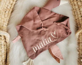 Personalized cuddly toy with name | Organic cotton comforter | Embroidered | Baby shower gift | Personalized Christmas gift for children