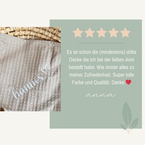 Babydecke mit Namen Geburtsdecke Kuscheldecke Personalisiert Geschenk zur Geburt handmade Pique 100% Baumwolle Bild 5
