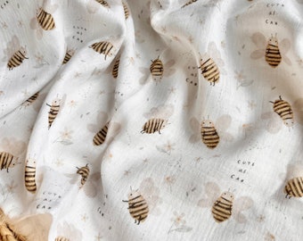 Muslin cloth with bees | Cotton | Birth blanket | Summer blanket | Muslin baby blanket with name | Cuddly blanket | Gift for birth