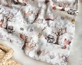 Muslin baby blanket with forest animals | Cotton | Birth blanket | Summer blanket | Muslin cloth | swaddle cloth | Blanket | Birth gift