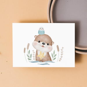 Karte mit Otter | Grußkarte | Postkarte | zur Geburt | Einladung | zum Geburtstag | süße Karte