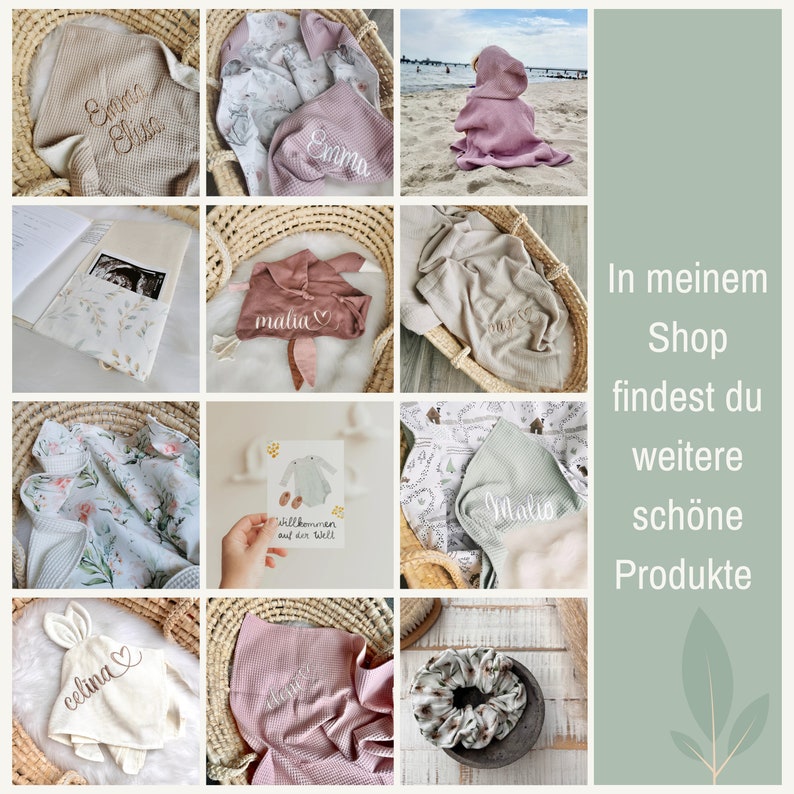 Musselin Babydecke mit Namen Bio-Baumwolle Geburtsdecke Winterdecke Musselintuch Kuscheldecke Geschenk zur Geburt Weihnachten Bild 8