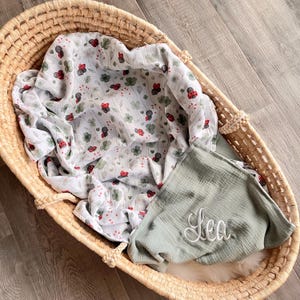 Baby blanket with name | Ladybug | Cotton | Birth blanket with name | Muslin blanket | Cuddly blanket | Gift for birth