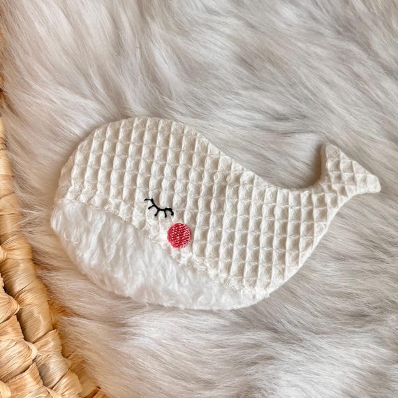 Knisterspielzeug Wal aus Musselin & Baumwoll-Teddy – Sensorisches Greifspielzeug Baby – Handgemachtes Geschenk zur Geburt oder Babyparty