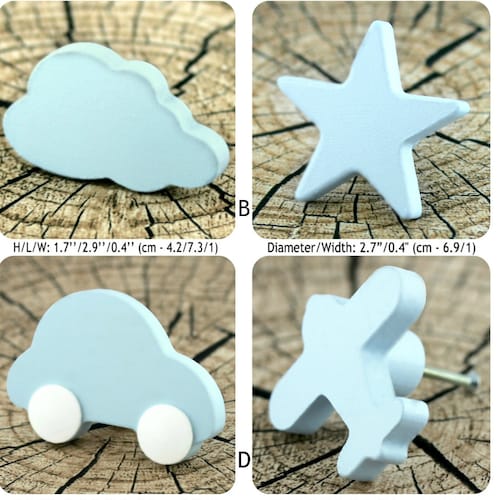 Kids Dresser Knobs Decorative Star Drawer Pulls Bluelight Etsy