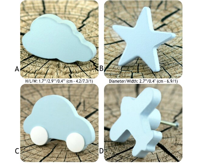 Nursery Dresser Knobs Light Blue Decorative Drawer Knobs Etsy