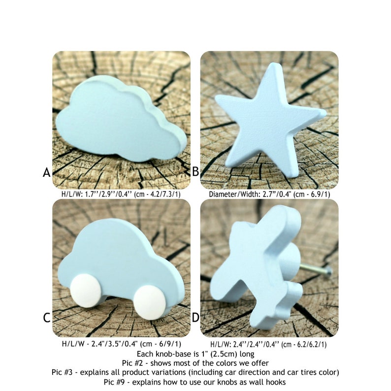 Kids Cabinet Door Knobs Star Boys Drawer Pulls Blue Light Etsy