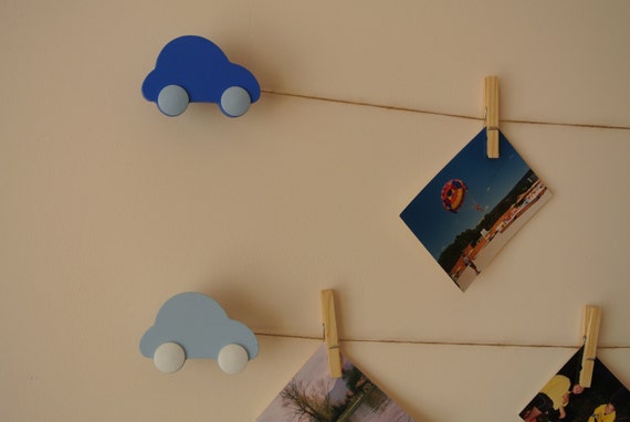 Children art display-Two blue cars nursery design-Wall hangings-Kids room decor-Nursery cable art-Photo holder-Baby furniture