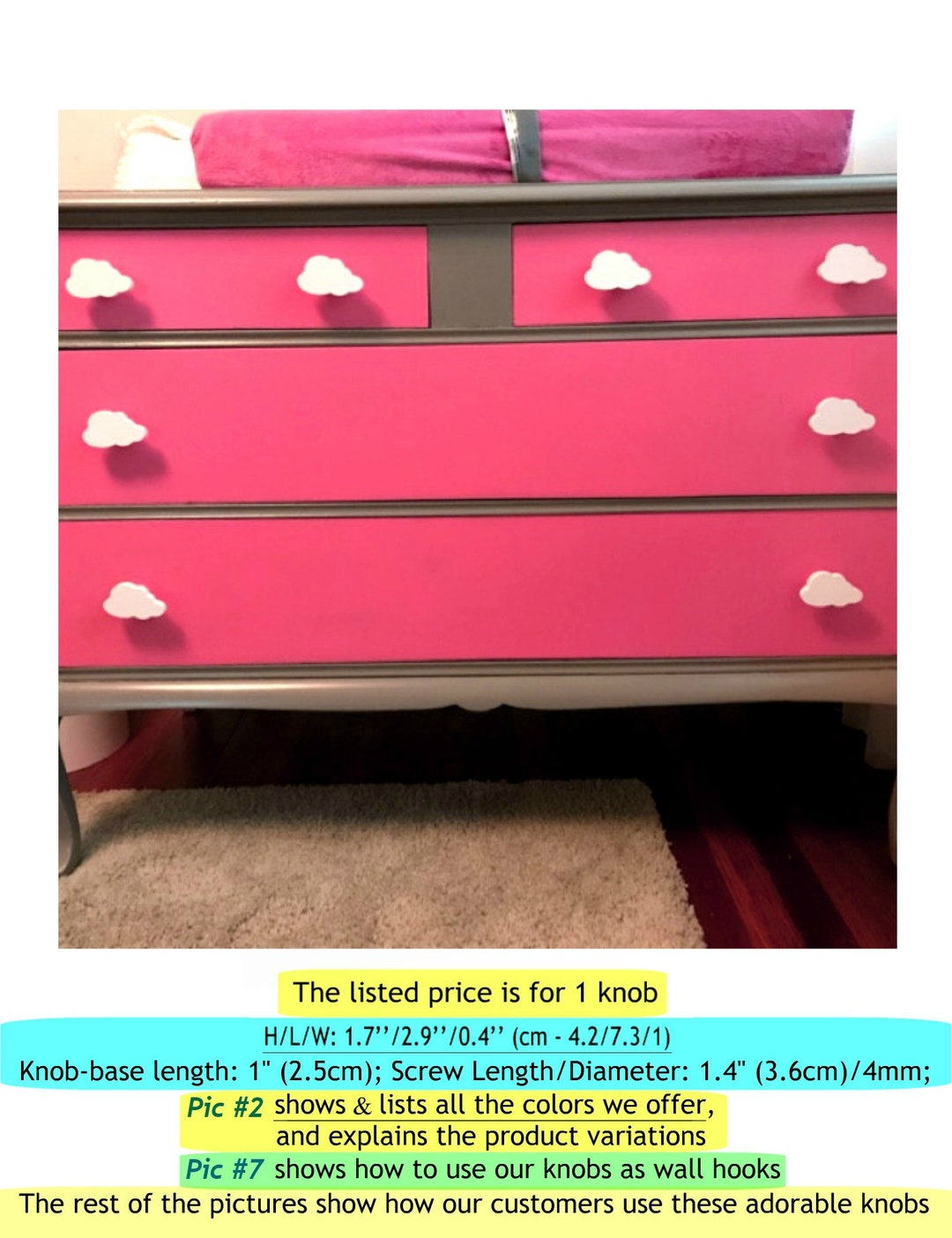 Childrens Dresser Knobs Decorative Wooden Handle Pulls Kids Etsy