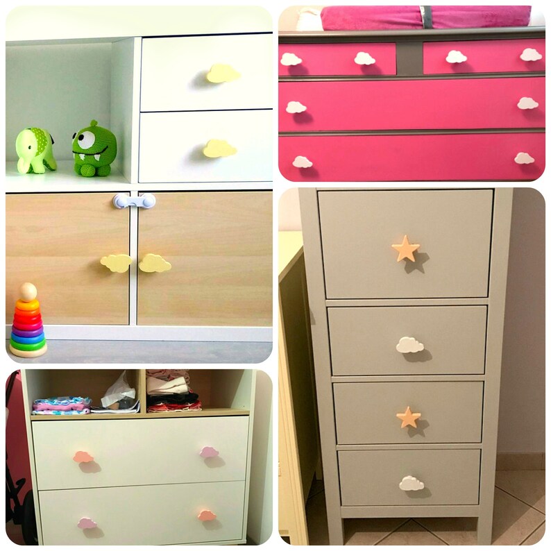 Kids Dresser Knobs Nursery Drawer Handles White Cloud Knobs Etsy UK