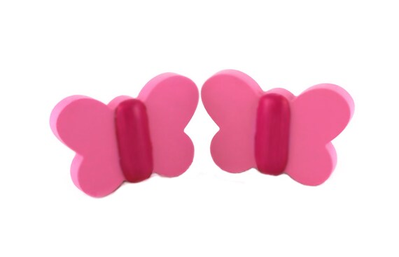 Kids Dresser Knobs Kids Drawer Pulls Pink Butterfly Knobs Etsy