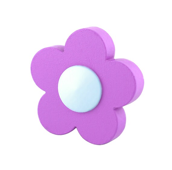 Kids Dresser Knobs Kids Drawer Pulls Purple Flower Knobs Etsy