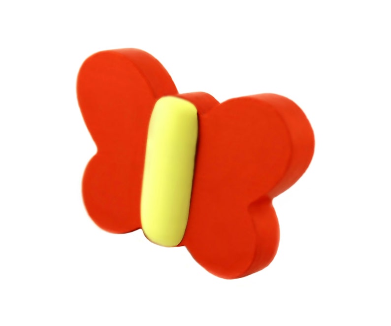 Kids Dresser Knobs Kids Drawer Pulls Orange Butterfly Knobs Etsy