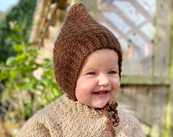 CROCHET PATTERN PDF- The Cotswold Bonnet/  Crochet Bonnet/ Crochet Pixie Hat/ Beginner Crochet