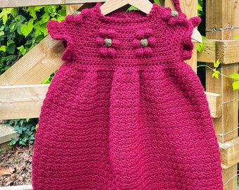 CROCHET PATTERN PDF- Fleur Dress/ Crochet Dress/ Christmas Dress/ Baby Dress