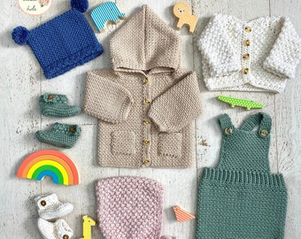 The Mini Moule Collection-  Includes 6 patterns for the ultimate baby garment crochet kit!