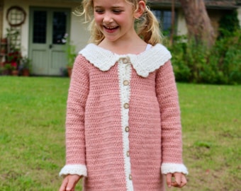 CROCHET PATTERN PDF- Ellie Cardi/ Crochet Cardigan/ Crochet Sweater/ Crochet Dress