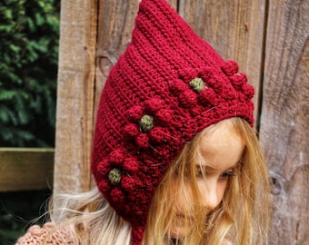 CROCHET PATTERN PDF- Fleur Bonnet/Pixie Bonnet/Crochet Bonnet/ Baby Bonnet