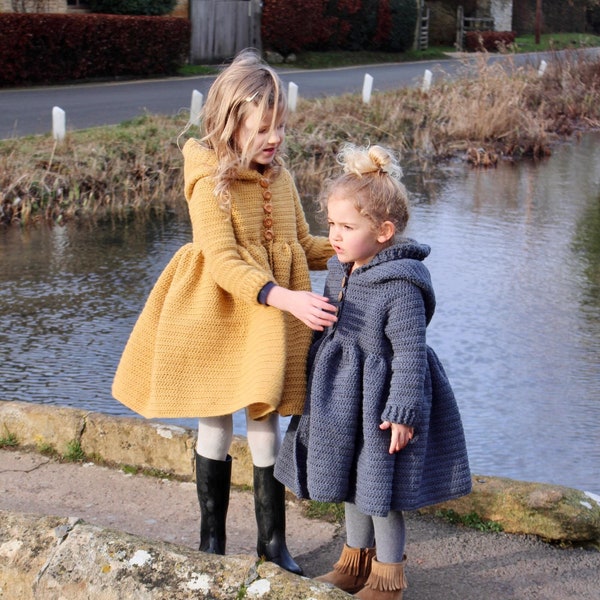 Magdalena Crochet Cardigan Pattern | Hooded Baby & Child Coat PDF | 7 Sizes